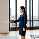 **

"A professional woman, fully clothed in a stylish Italian business suit, standing in a modern office in Milan.  She is confidently shaking hands with a Korean businessman.  Background shows a city skyline.  Appropriate attire, safe for work, perfect anatomy, correct proportions, well-formed hands, natural pose, professional setting, high quality, family-friendly."

**