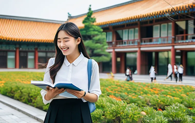 TOPIK 자격증 활용 사례 - **Vibrant University Life in Seoul**
Generate an image of a diverse group of cheerful young stud...