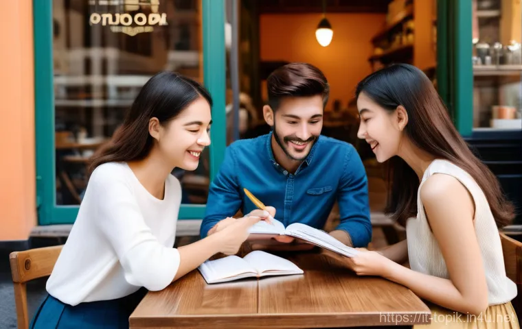 TOPIK 시험 전략 공유 모임 - A focused young Italian woman, in her early twenties, is diligently studying Korean at a wooden desk... TOPIK 시험 전략 공유 모임 - A focused young Italian woman, in her early twenties, is diligently studying Korean at a wooden desk...