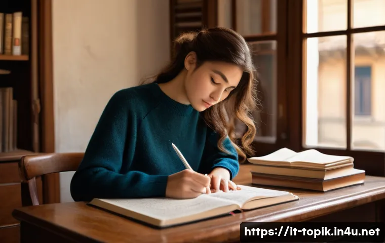 TOPIK 시험의 중요성 - **Prompt 1: Dedicated Study Session**
"A young Italian female student, in her early 20s, with lo...