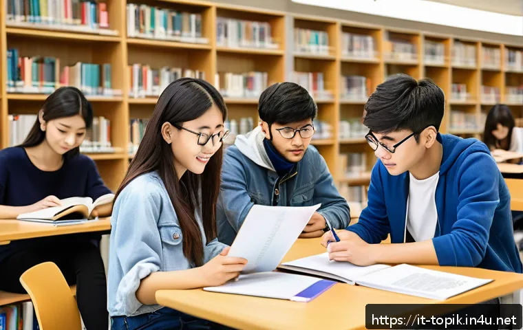 TOPIK 시험 성공 후 해야 할 일 - A diverse group of international university students studying together in a modern Italian universit...